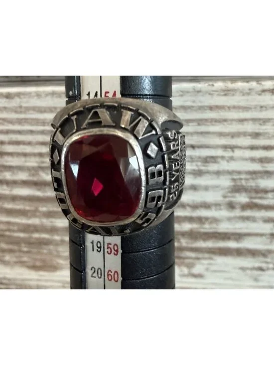 Local 598 UAW Ring Sterling Silver Genuine Stone 25 Years Of Service Size 8