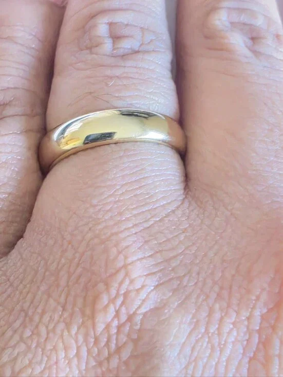 ✨ Gold Plated Wide Band Ring Size 9 Smooth Polished Minimalist Statement Jewelry