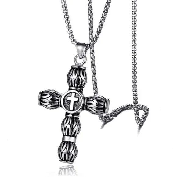 ❤️Spot Trendy Casting Cylindrical Cross Pendant necklace women/men N90201P190