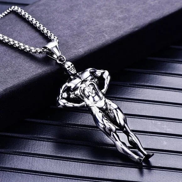 ❤️Retro surgical fitness muscle pendant necklace for women/men, N90201P184