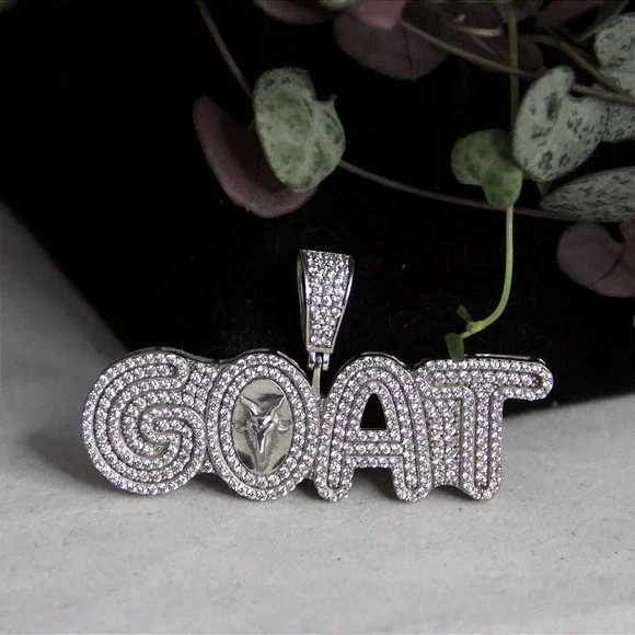 925 Sterling Silver Iced Out GOAT Pendant Cubic Zirconia Hip Hop Jewelry Large
