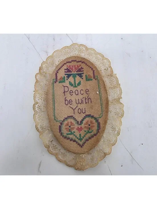 Vintage Hand Stitched Cross Stitched Magnet/Wall Hanging 