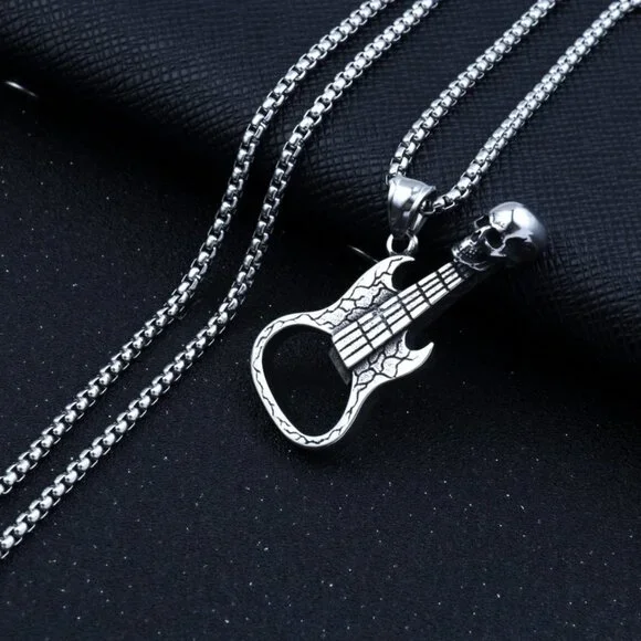 ❤️Music Lover Stainless Steel Guitar Necklace , N90201P102