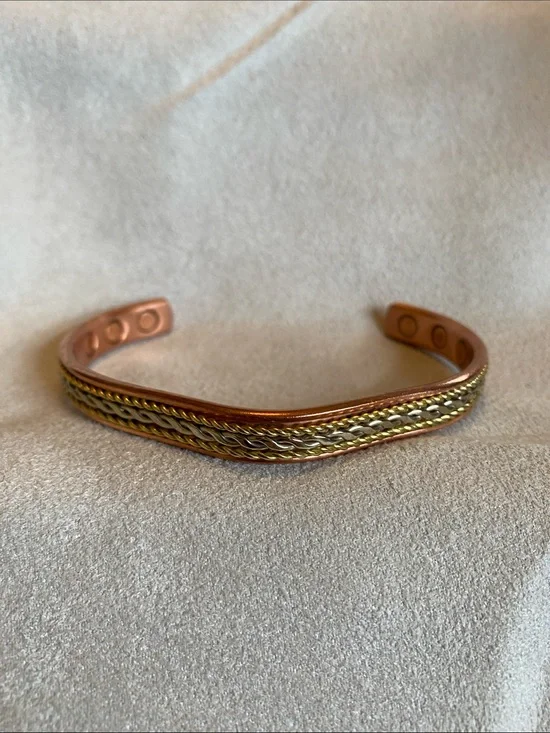 Earth Therapy Copper Cuff Bracelet with Brass Braided Ends