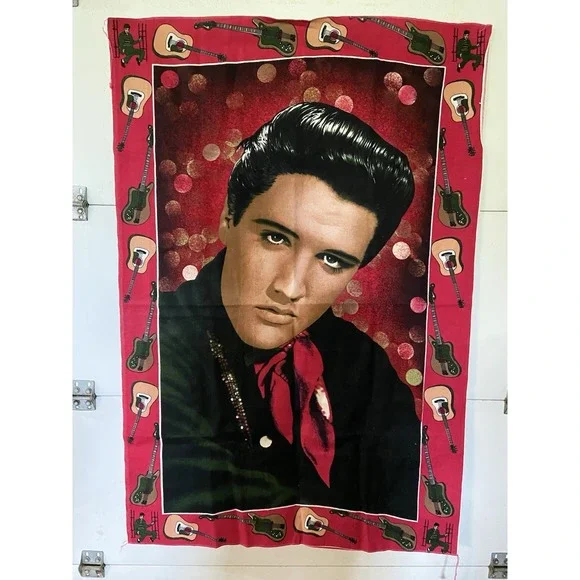 Vintage Elvis Presley Felt Tapestry Red Made In Turkey 1980's APPROX 52