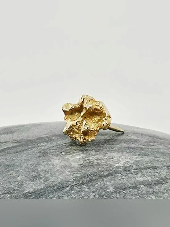 Vintage 14k Solid Yellow Gold Nugget Cluster Tie Tack Pin