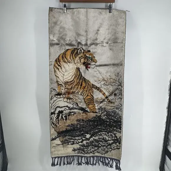 MCM 70's Tiger Tapestry Wall Hanging Velveteen