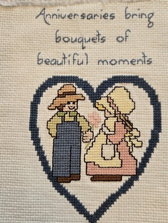 Vintage Cross Stitch Anniversary Sampler | 8x7.5
