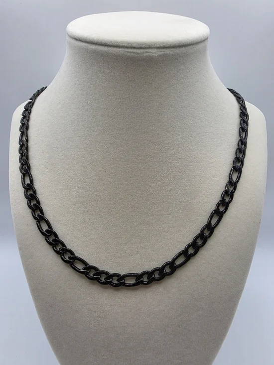 Men's Black 26 Inch Figaro Necklace