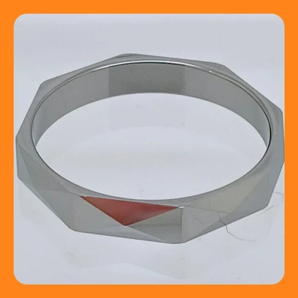 Vintage Tungsten Carbide Faceted Geometric Ring Size 10 Silver 4mm 1990s Y2K New