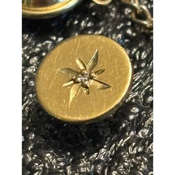 VTG 1/20 12k GF Gold Starburst Lapel Pin Tie‎ Tack Chain Diamond Accent