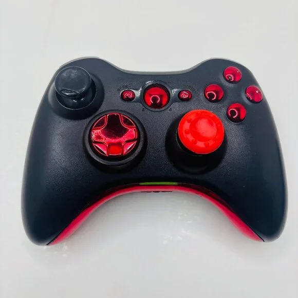 OEM Black & Red Microsoft Xbox 360 Wireless Controller 1403 - FOR PARTS