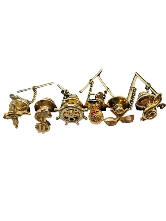 Vintage Gold-Tone Tie Pin/Tac Bundle (Lot of 6) – Unique & Classic!