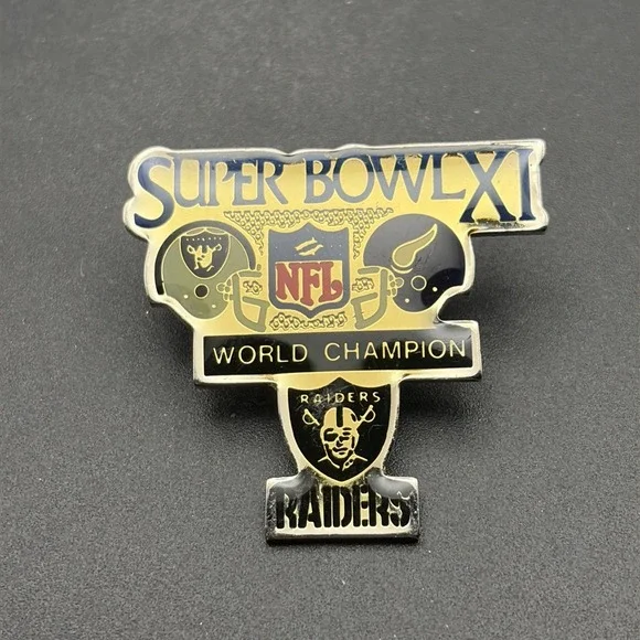 Super Bowl XI Oakland Raiders Minnesota Vikings‎ NFL Football Lapel Hat Pin