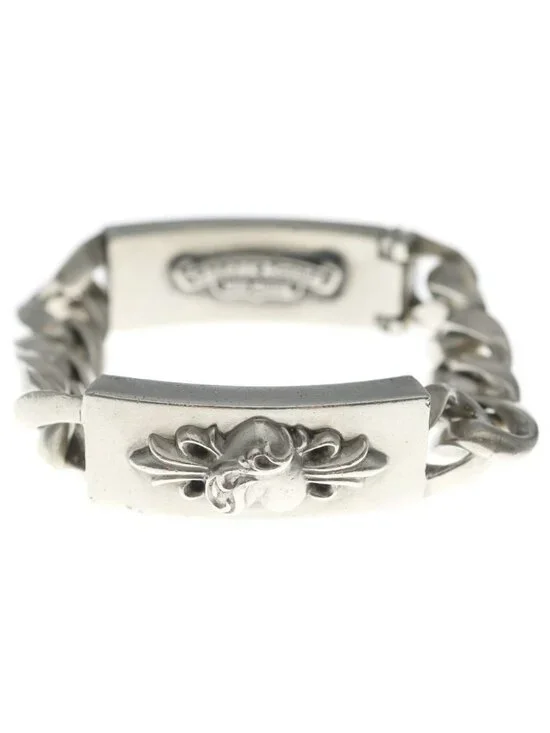 Chrome Hearts Double ID Floral Heart Daga Bracelet Silver