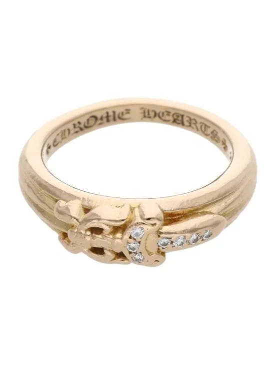 Chrome Hearts 22k Baby Clsc P D 22k Classic Dagger Pave Diamond Gold Ring