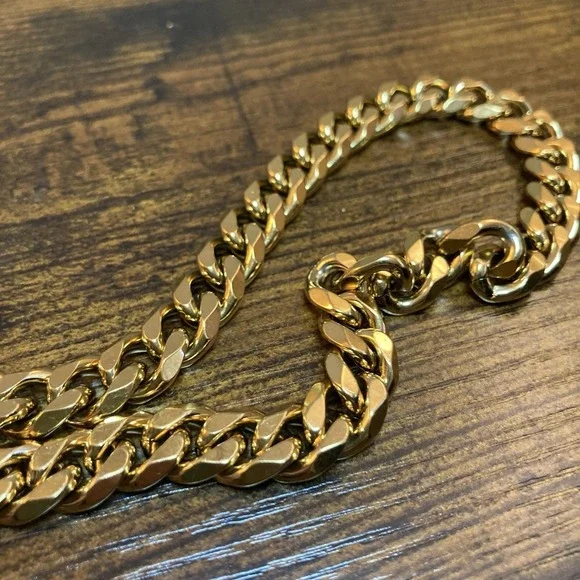 Gold‎ Tone Cuban Link Chain Necklace 9in 12mm Wide Chunky Curb