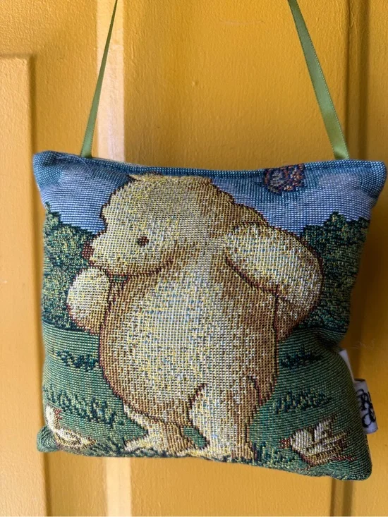 Handmade Yellow Bear Tapestry Wall Hanging Pillow by