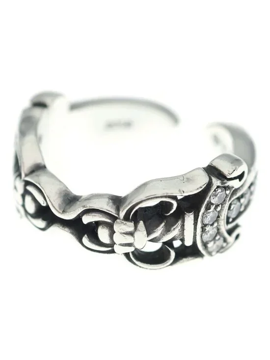 Chrome Hearts Dbl Dagger Open P D Double Pave Diamond Ring Silver