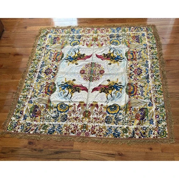 Vintage Samaranch Barcelona Tapete Taurino Spanish Bullfight Tapestry