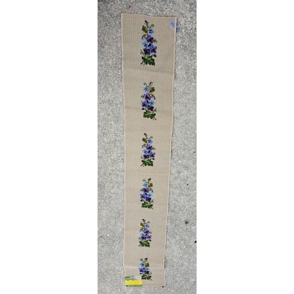 Vintage Bucilla Embroidered Floral Tapestry Wall Hanger Unfinished 64