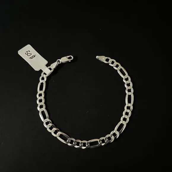 Esclava De Plata 925 Con Tejido Figaro,925 Silver Bracelet 8 Inch