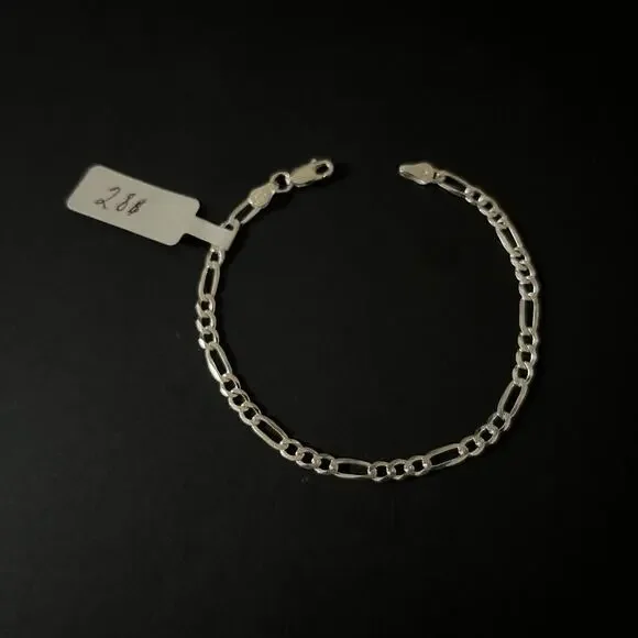Esclava De Plata 925 Con Tejido Figaro,925 Silver Bracelet 7 Inch