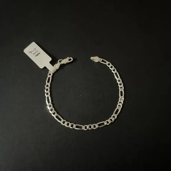 Esclava De Plata 925 Con Tejido Figaro,925 Silver Bracelet 7 Inch