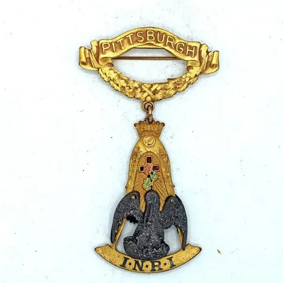 Vintage Masonic 18th Degree Knight Rose Croix Badge Pittsburgh Chapter