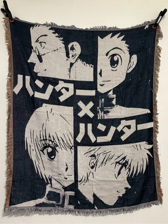 Anime Panel Black & Cream Wall Tapestry - Home Wall Decor