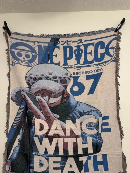 One Piece 'Dance With Death' Throw Blanket - Blue & Cream