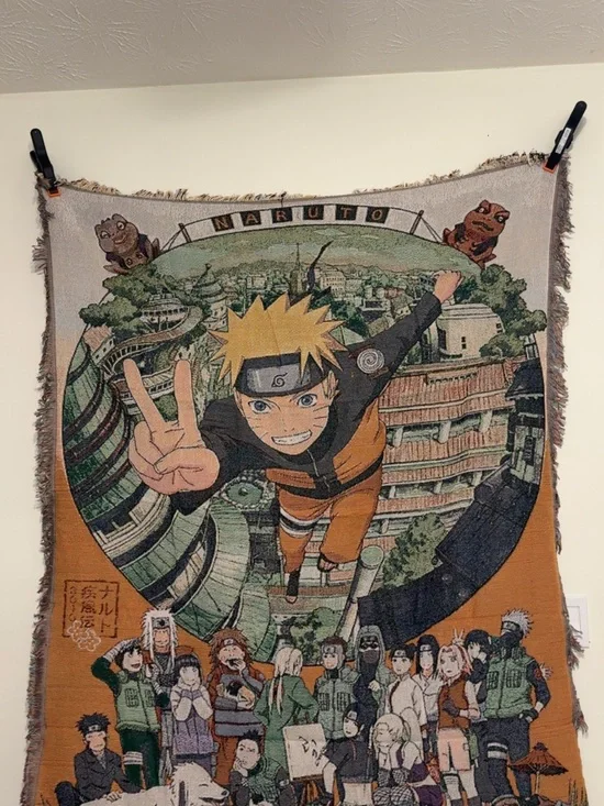 Naruto Shonen Jump Tapestry - Orange and Green Anime Wall Art
