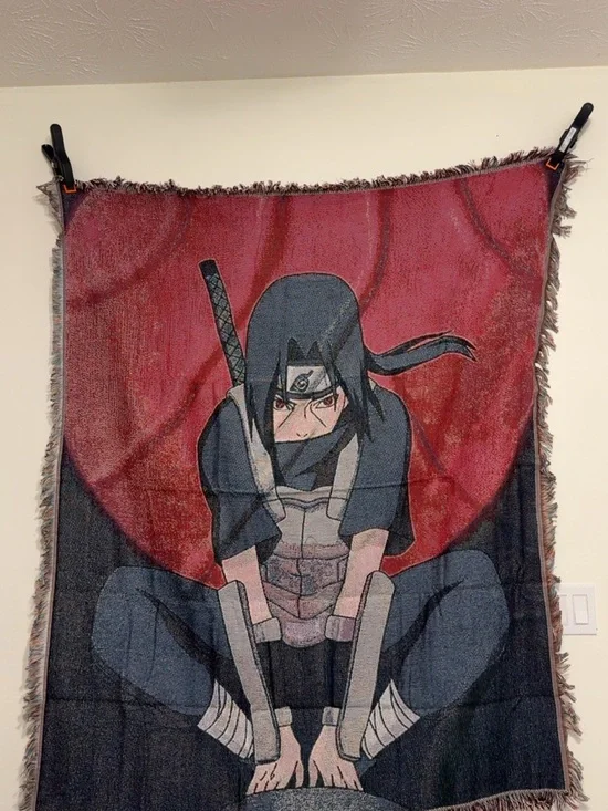 Itachi-Inspired Anime Wall Tapestry - Red and Black