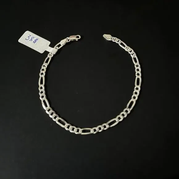 Esclava De Plata 925 Con Tejido Figaro,925 Silver Bracelet 9 Inch