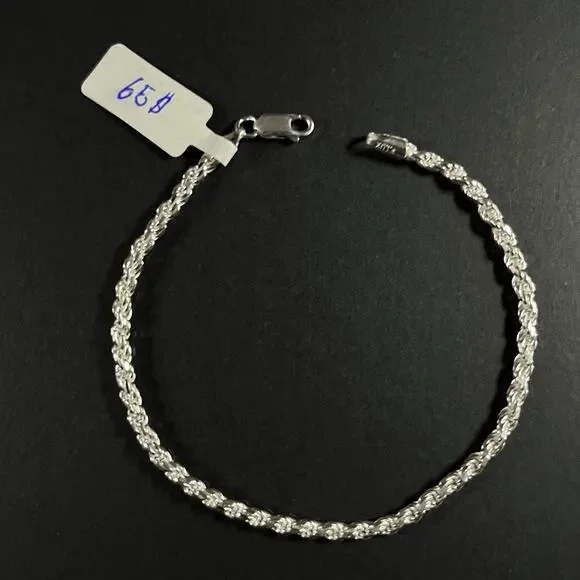 Esclava De Plata 925 Con Tejido Rope,925 Silver Bracelet