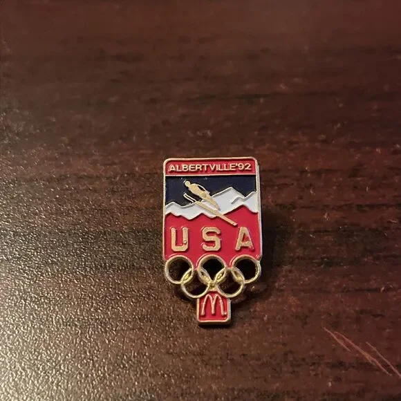 McDonald’s 1992 Albertville Winter Olympics Skiing Employee Lapel Hat‎ Pin