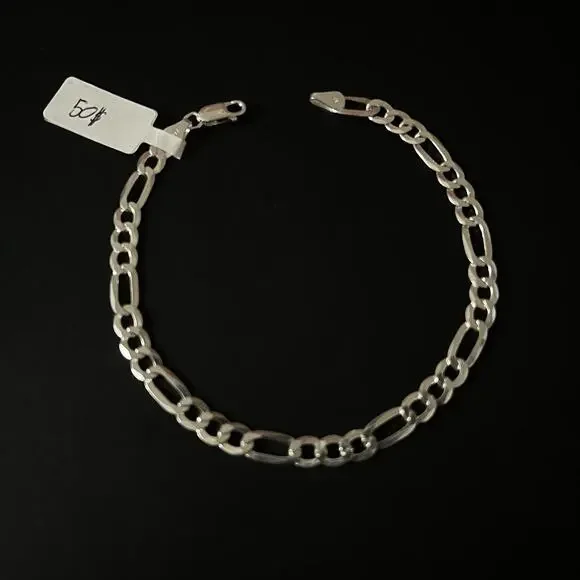 Esclava De Plata 925 Con Tejido Figaro,925 Silver Bracelet 9 Inch