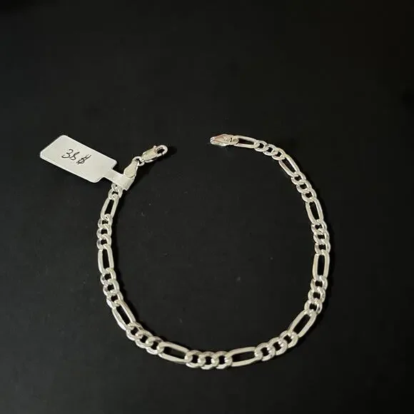 Esclava De Plata 925 Con Tejido Figaro,925 Silver Bracelet 8 Inch