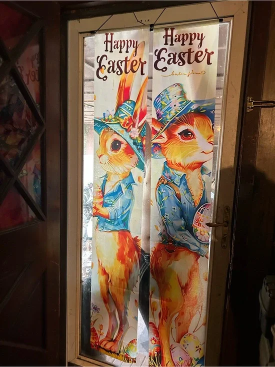 Easter Bunny Door Tapestry Panels - Multicolor