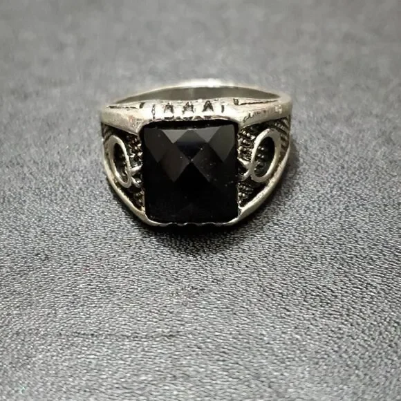 Silver tone and black ring size 12.5