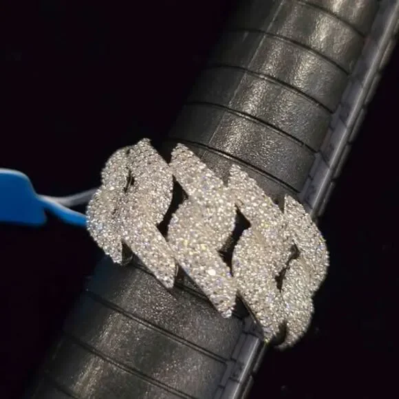 Moissanite Cuban Link Ring