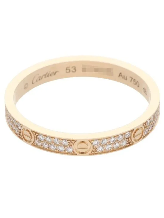 Cartier Mini Love Ring 18k Yellow Gold Pave Diamond Mini