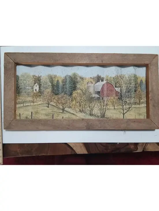 Rustic Farmhouse Wall Art with Wooden Frame and Metal Backing 22.5x11