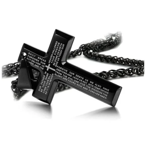 Black Cross Pendant Necklace