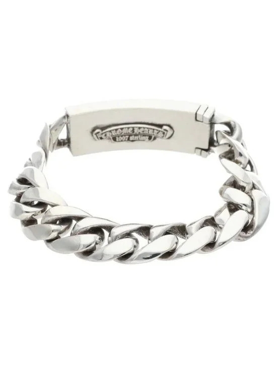 Chrome Hearts ID Floral Crs Cross ID Classic Silver Bracelet