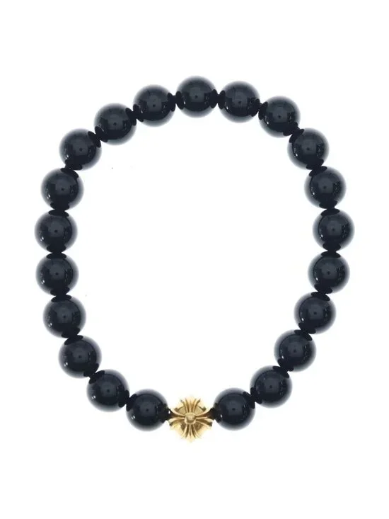 Chrome Hearts 8 22k Bead Bracelet Black Gold