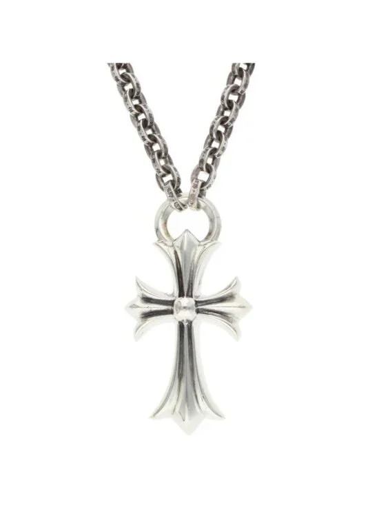 Chrome Hearts CH Crs Sml Paper Chain Small CH Cross Silver Necklace