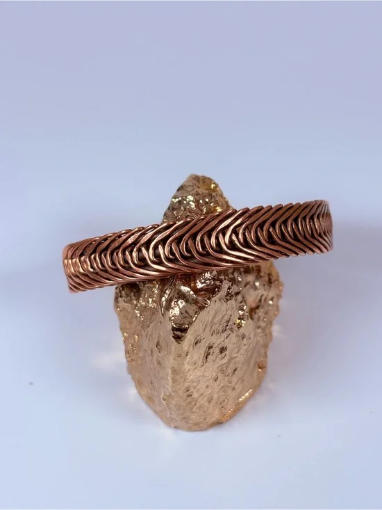 Handcrafted Copper Braided Cuff Bracelet - Women's Jewelry