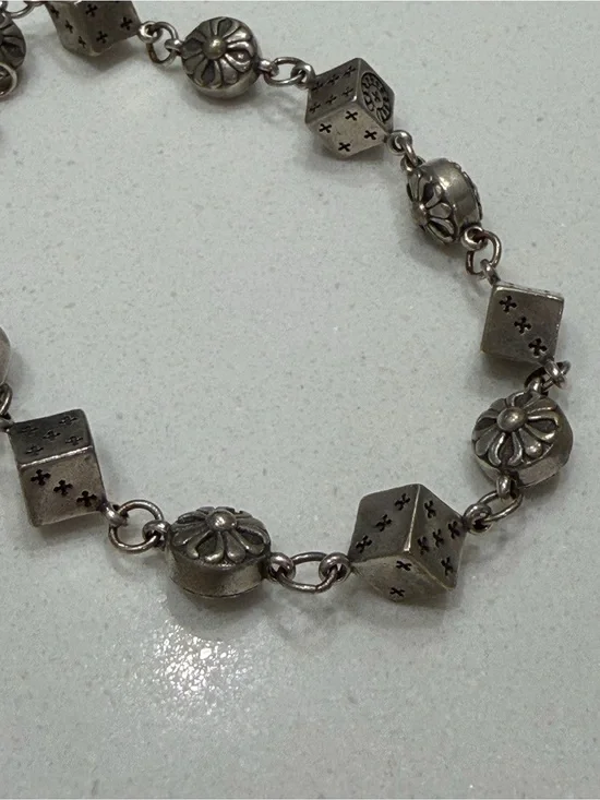 Pre-Loved Chrome Hearts Silver Floral and Dice Bracelet