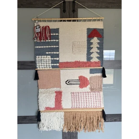 Artisan Market Wall Hanging 30x50 Boho Chic Bohemian 80% Wool Hand Woven New